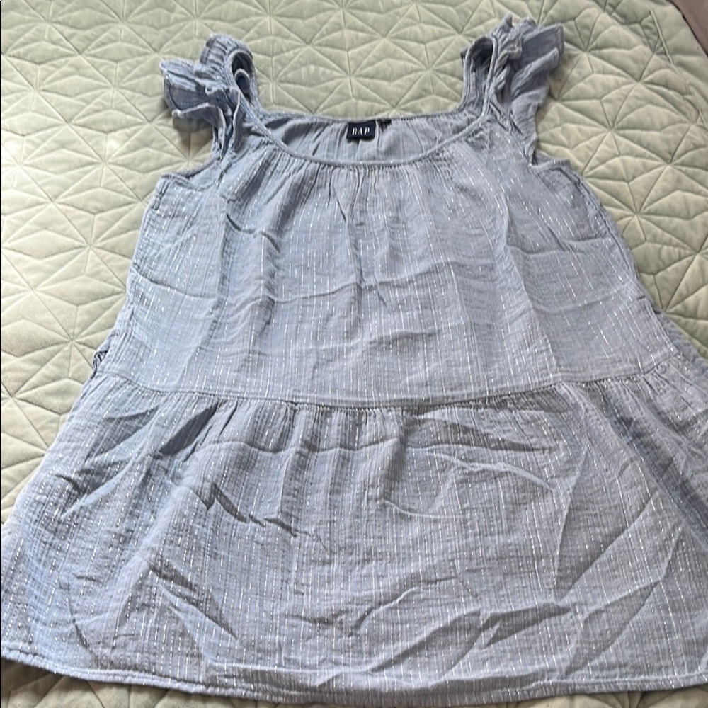GAP Women's Light Blue Ruffle Sleeve Tunic